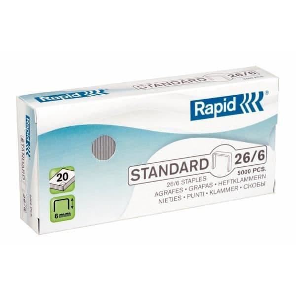 RAPID Box med 5000 häftklammer 26/6 mm Standard