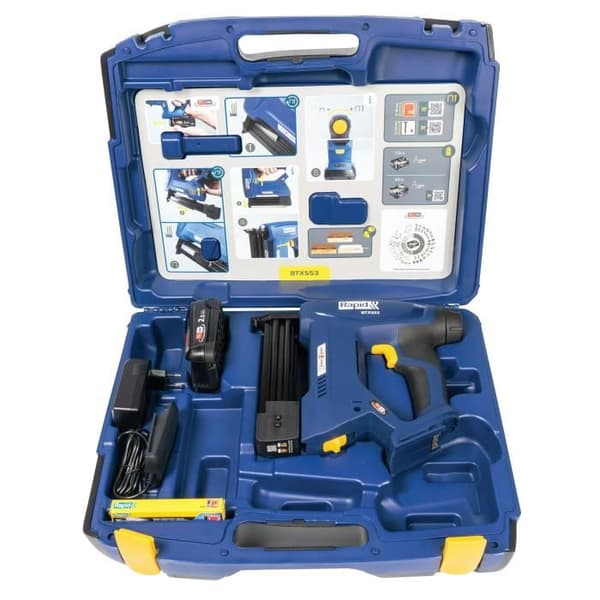 18V batterihæftepistol til 53/8-20mm - 8/15-20mm - RAPID - BTX553 - Kuffert + 2,5Ah batteri + oplader