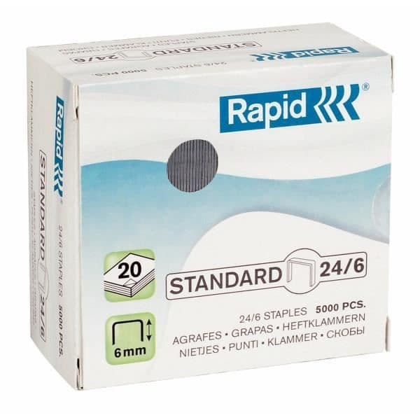 RAPID Box med 5000 häftklammer 24/6mm Standard