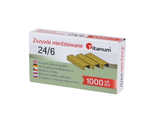 24/6 kobberbelagte hæfteklammer 1000 stk Titanium