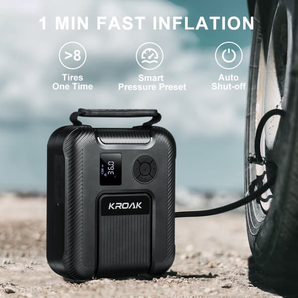 4 IN 1 2000A Peak Jump Starter kabel 150psi bil luftpumpe 20000mAh Powerbank LED nødlamper, Jump Starter Jump Starter med kompressor