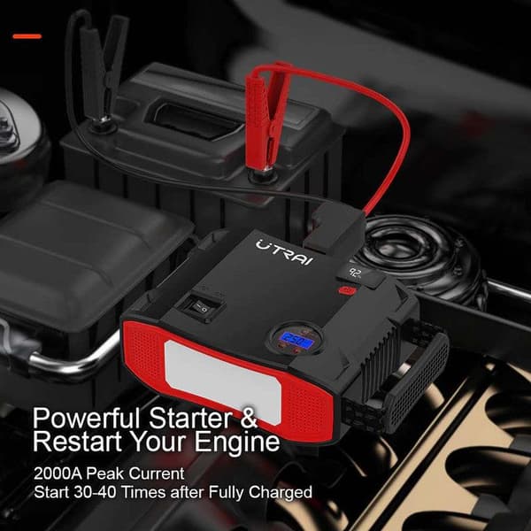 Car Jump Starter - 4 in 1- Power Bank - LED Flashlight - 150PSI Air Compressor - 2000A