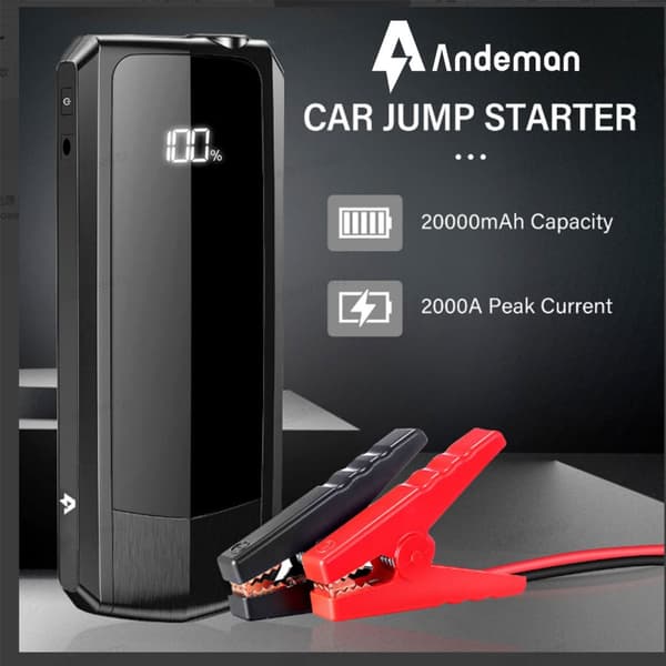 Jump Starter 2000A 20000mah Powerbank Booster USB Oplader Bilbatteri Starter Op til 8,5L Diesel/benzinmotor