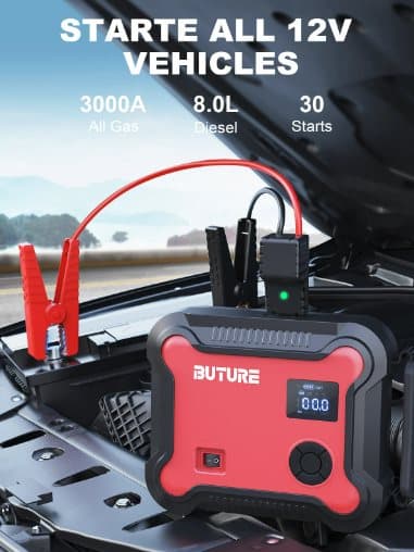 Buture 5 i 1 bil Jump Start luftkompressor 26800mAh Power Bank bærbar batteriforstærker Digital dækpumpe med 160W DC-udgang
