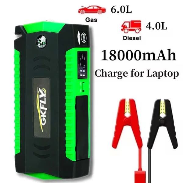 Bilstartare, 18000mAh kapacitet, 1200A toppström,Grön 18000mAh