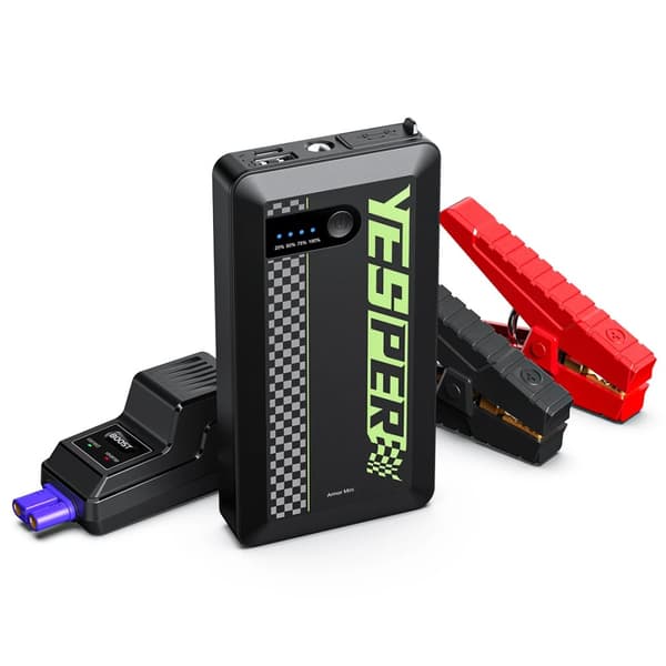 YESPER Bilbatteri Starthjälp, 1500A Spänningspik, 10000-12000mAh Kapacitet,A-Skydd-MINI