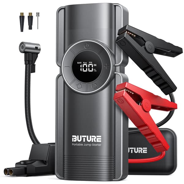 Buture 2500A Jump Starter, 20000mAh Power Bank, 150 PSI Luftkompressor,Buture 2500A