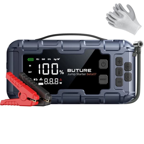 Bærbar Bil Jump Starter, 6000A Spidsstrøm, 600 Lumen Lommelygte,6000A