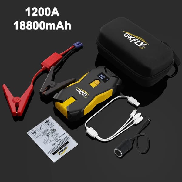 Auton käynnistysakku, 18800mAh Power Bank, 1200A huippuvirta,Keltainen