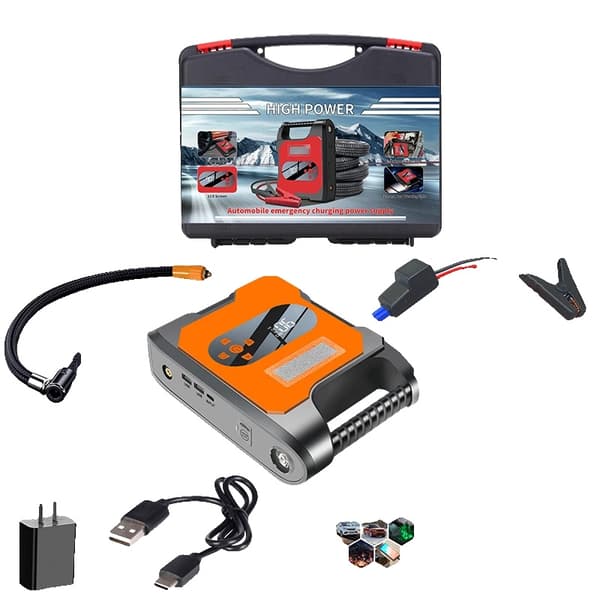 Bærbar Jump Starter, 2000A Strøm, 8000mAh Kapacitet,Orange B