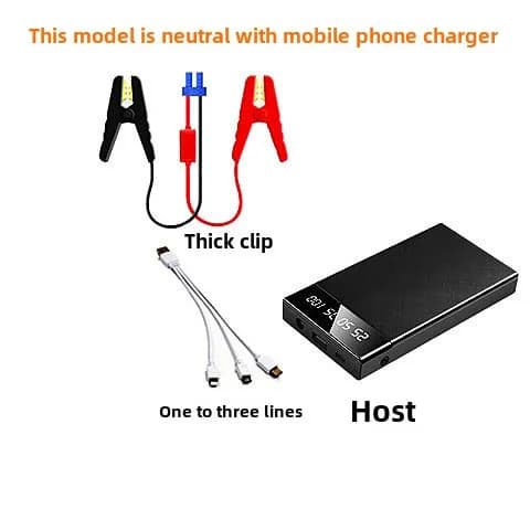 Bil Jump Starter Power Bank, 6000mAh kapacitet, CE-certificeret,Sort