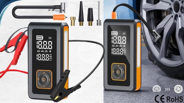 Käynnistyskompressoripumppu Apukäynnistin Varavirtalähde Taskulamppu 8000mAh 4in1