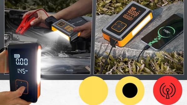 Käynnistyskompressoripumppu Apukäynnistin Varavirtalähde Taskulamppu 8000mAh 4in1