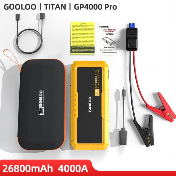 Hyppykäynnistin, 26800mAh suuri kapasiteetti, 4000A huippuvirta, GP4000 PRO