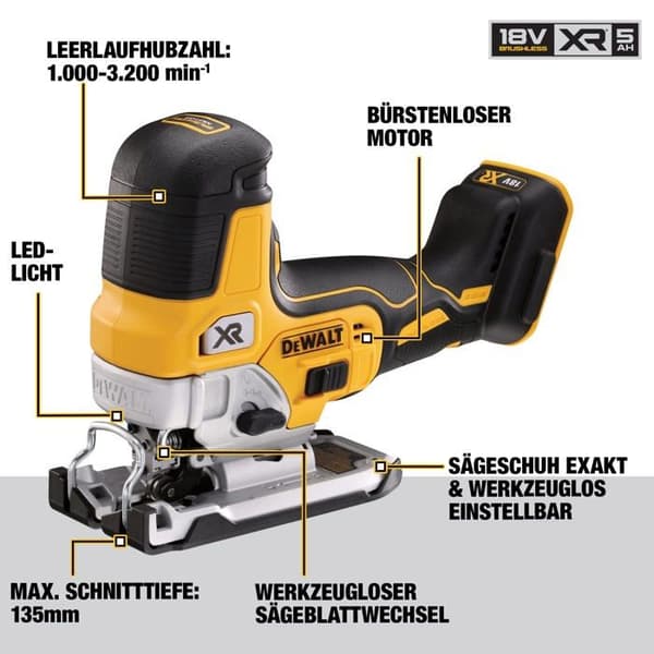 XR 18V Body-Grip Jigsaw (inget batteri eller laddare) + TSTAK-fodral - DEWALT - DCS335NT-XJ
