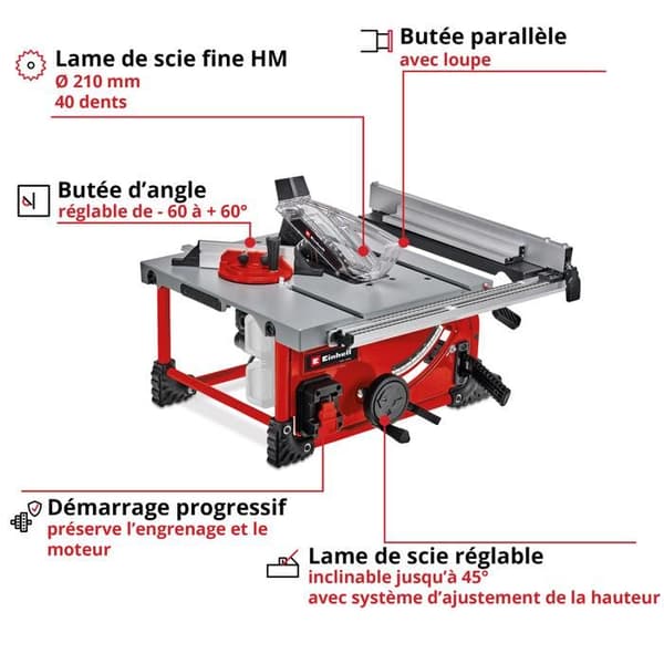 Einhell Cirkelsåg på bord utan sladd TE-TS 36/210 Li-Solo Power X-Change (36V) Levereras utan batteri eller laddare.