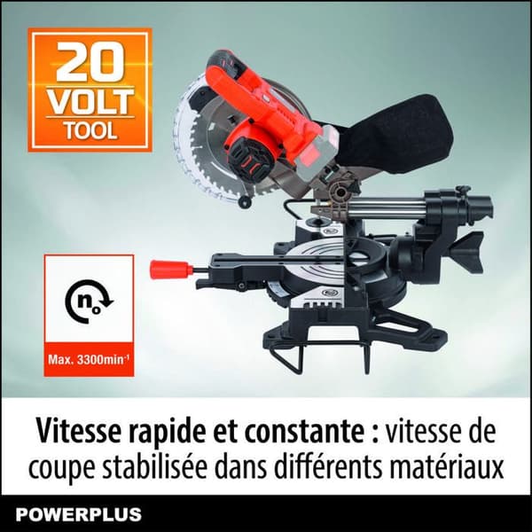 Dual Power Trådlös Kap- och Kappmaskin 20 V POWDP2560 - Cirkelsåg Ø 210 mm - Inbyggd Laser - utan Batteri eller Laddare - 1 Tillbehör