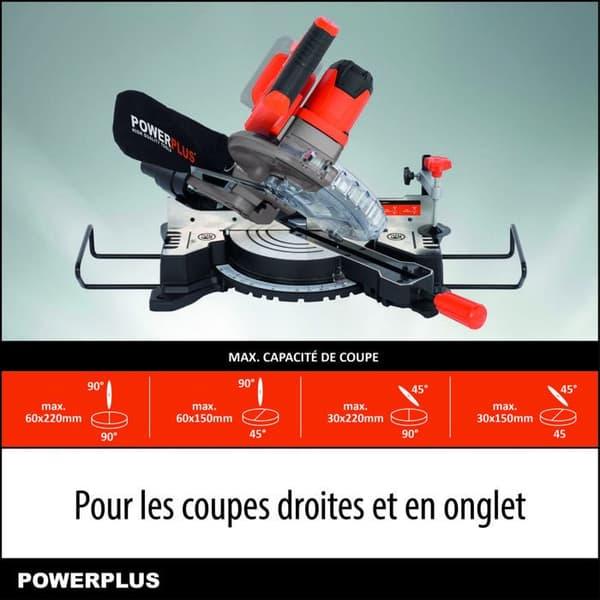 Dual Power Trådlös Kap- och Kappmaskin 20 V POWDP2560 - Cirkelsåg Ø 210 mm - Inbyggd Laser - utan Batteri eller Laddare - 1 Tillbehör