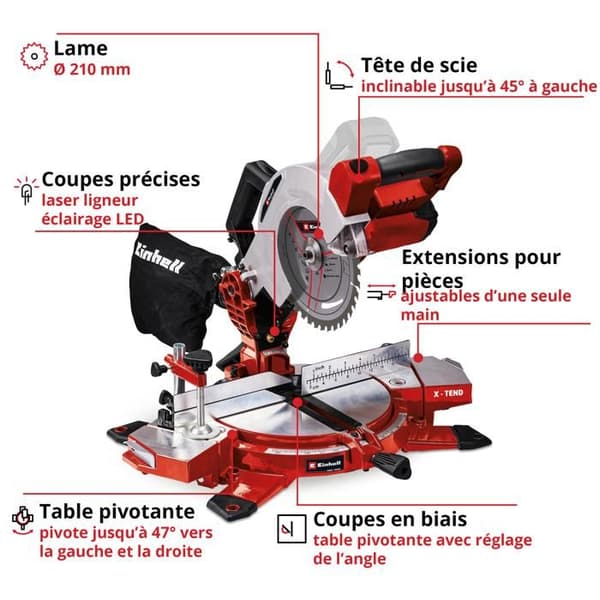 Einhell Trådlös geringsåg TE-MS 18/210 Li - Solo Power X-Change (18V, Blad 210 x 30 mm) Levereras utan batteri eller laddare.