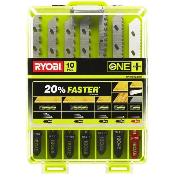 Låda med 10 specialblad för RYOBI One+ RAK10JSBWM sticksåg