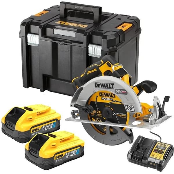 DeWALT Outillage 18 V sladdlös cirkelsåg, 2 x 5,0 Ah batterier DCS573H2T