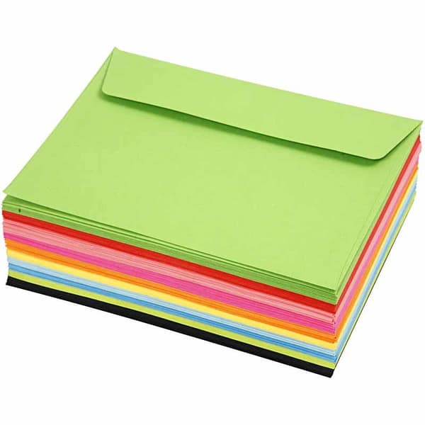 Färgade kuvert - C6 - 11,5 x 16 cm - 80 g - 100 mixade