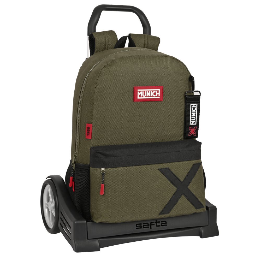Skolväska med hjul Munich Class Svart Armégrön (30 x 46 x 14 cm)