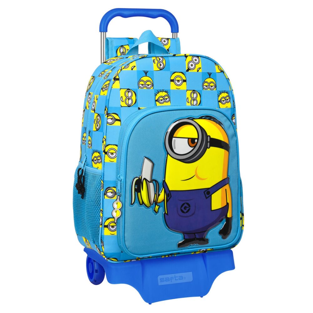 Skolväska med hjul Minions Minionstatic Blå (33 x 42 x 14 cm)