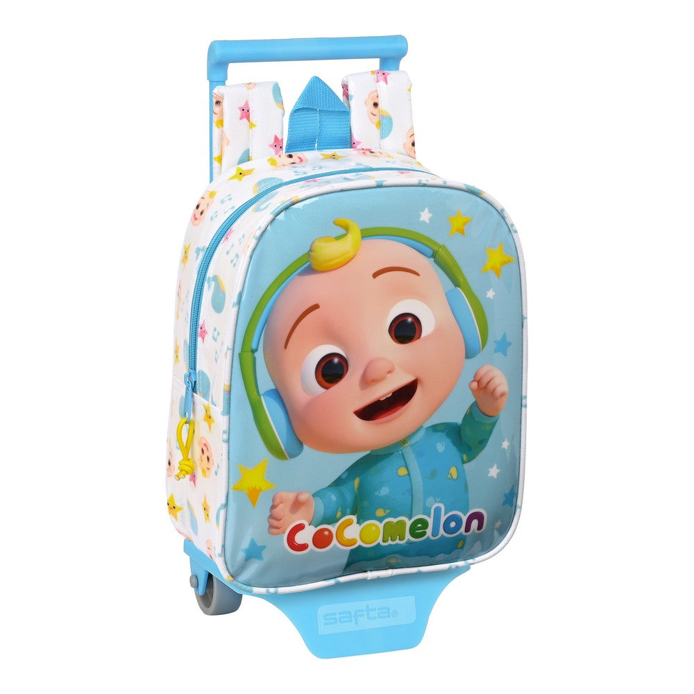 Skolväska med hjul CoComelon Blå Vit (22 x 28 x 10 cm)