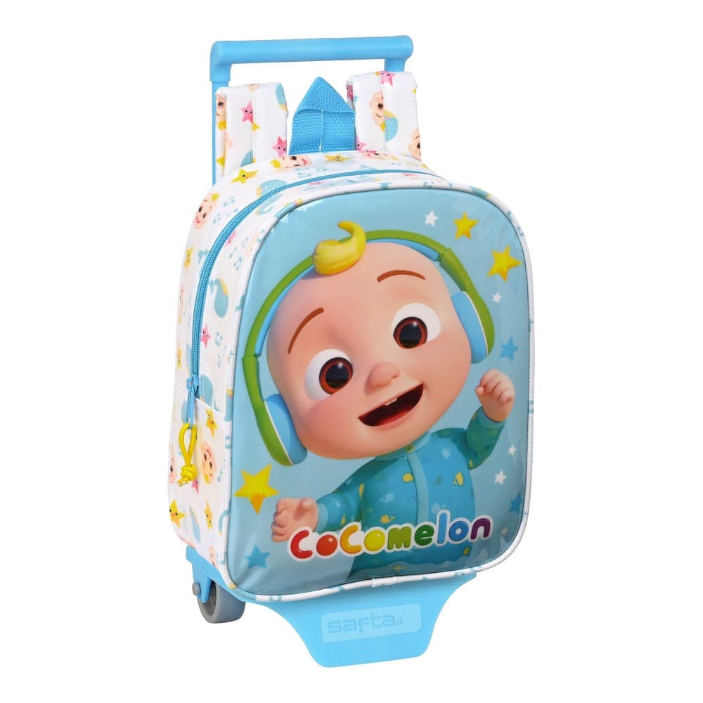 Skolväska med hjul CoComelon Blå Vit (22 x 28 x 10 cm)