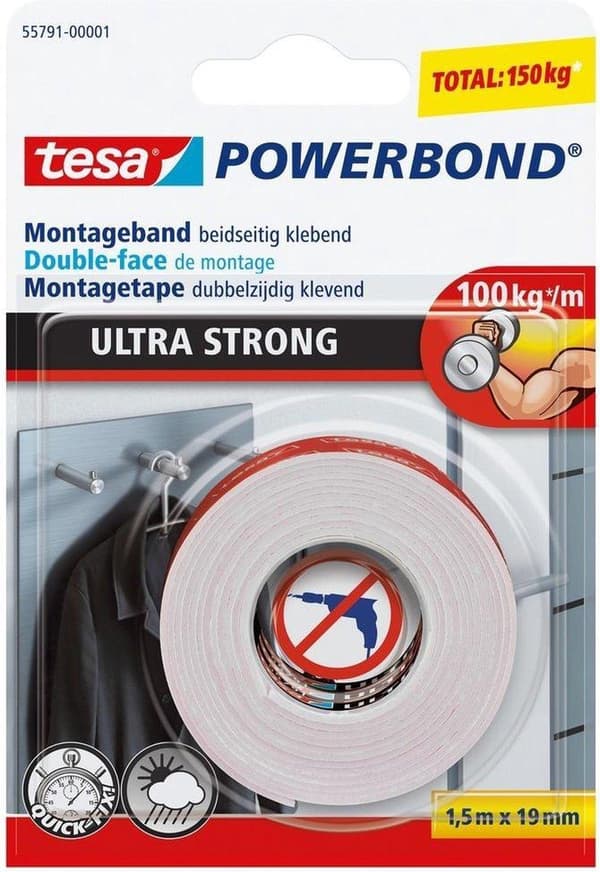 Tesa Powerbond Ultra Strong monteringstejp 1,5 mx 19 mm