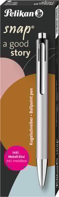 Miniatyrbild 1 av 6: Pelikan Kulspetspenna Snap Metalic K10 Silver i fodral Blå Clip-on Medium 1 st (821223)