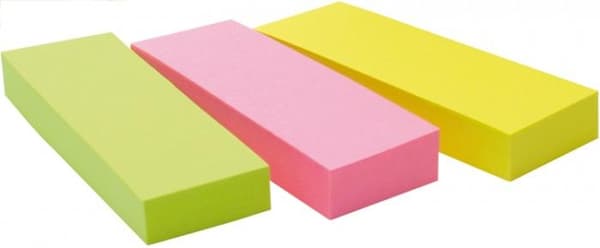 3M 671-3 klisterlappar rektangel grön - rosa - gul 100 ark (671/3)
