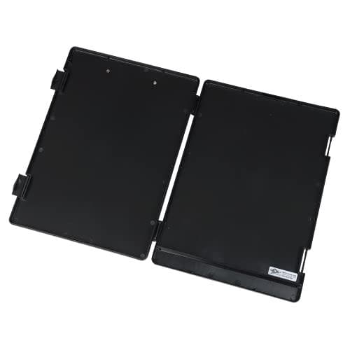 WEDO 575001 urklipp (A4) med förvaringsfack för blanketter, miniräknare med mera, stabil metallklämma, pennhållare (svart)