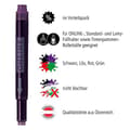 Miniatyrbillede 2 af 6: ONLINE 20x kompatible LAMY patroner, universelle blækpatroner, til alle almindelige fyldepenne, erstatningspatroner, værdipakke rød, grøn, sort, lilla