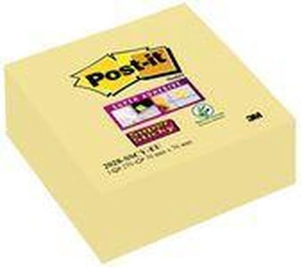 Post-it® Super Sticky Notes, Canary Yellow™, 76 mm x 76 mm, 270 ark/dyna
