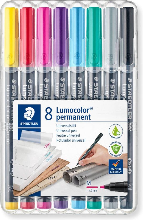 STAEDTLER Lumocolor permanent penna M 317 - Box 8 färger