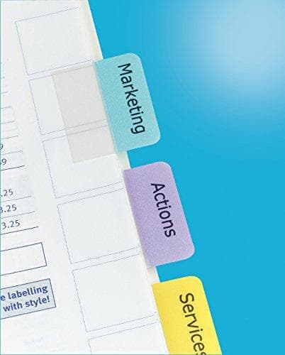 AVERY Zweckform 5412501 itseliimautuvat hakemistoliuskat (lajiteltu väri, 96 tulostettavaa välilehteä, voidaan kirjoittaa myös käsin, tärkeiden sivuje
