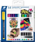 Miniatyrbillede 1 af 7: STAEDTLER Lumocolor permanent pen F - sæt med 14 farver