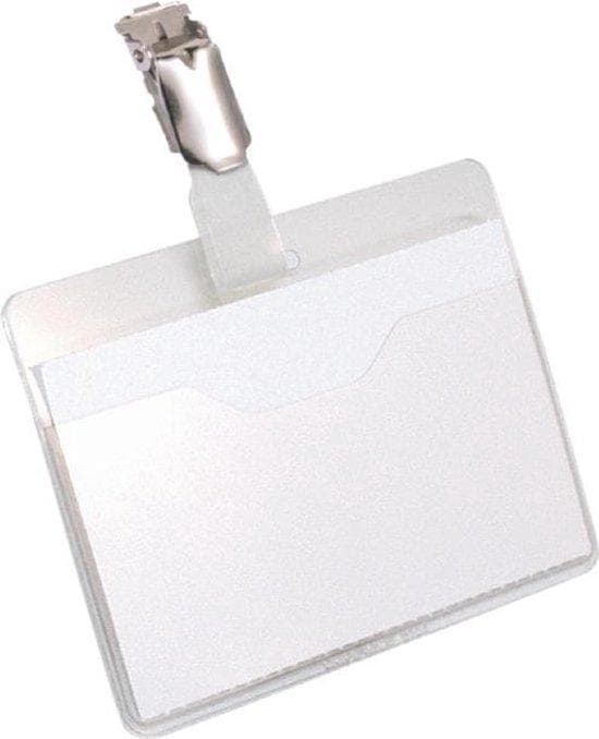 Kestävä nimimerkki klipsillä - Vaaka - PVC - Läpinäkyvä - 90mm - 60mm - 25 kpl (810619)