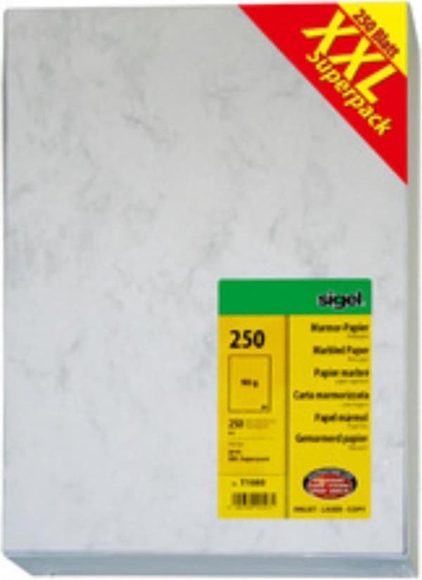designpapir Sigel A4 200gr pakke med 50 ark marmorgrå SI-DP396
