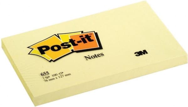 Post-it® anteckningsblock gul - 76 x 127 mm - 100 ark