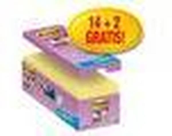 Værdipakke: Post-it® Super Sticky Notes, Canary Yellow™, 76 mm x 76 mm, 14 puder + 2 GRATIS