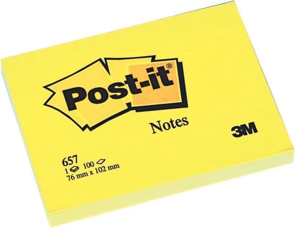Post-it® Notes, Canary Yellow™, 12 kuber, 76 x 102 mm