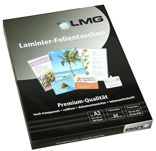 LMG LMGA3 lamineringspåsar A3, 303 x 426 mm, 2 x 80 mikron Förpackning om 100