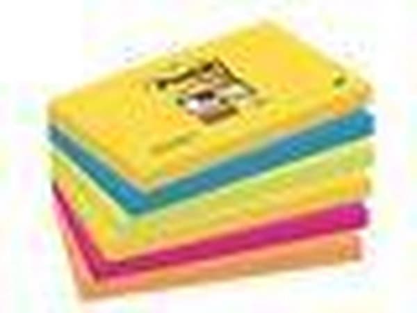 Post-it® Super Sticky Notes - Färguppsättning Rio, Neongult, Medelhavsblått, Neongrönt, Fuchsia, Neonorange - 6 block