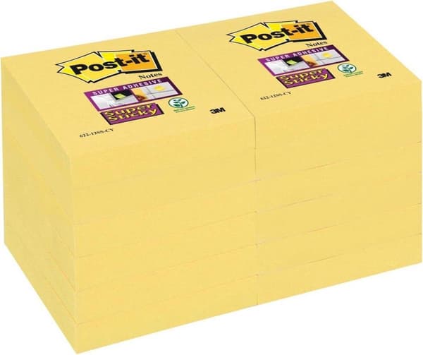 Post-it® Super Sticky Notes - Canary Yellow™ - 47,6 x 47,6 mm - 12 kuddar