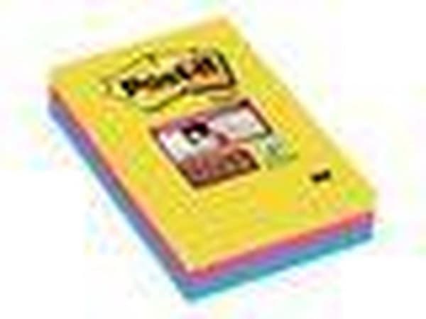 Post-it® Super Sticky Notes, Farvesæt Rio, Canary Yellow™, Middelhavsblå, Fuchsia - Foret - 3 blokke