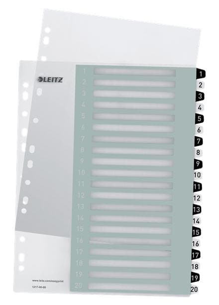 Leitz WOW Tab 1-20 välilehteä uudelleen käytettävä A4-koko musta/valkoinen