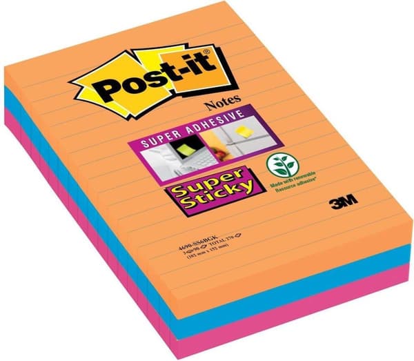 Post-it® Super Sticky Notes farvesæt Bangkok - Pakke med 3